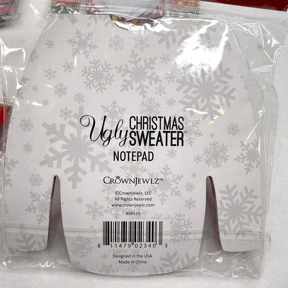 Lot of 4 CrownJewlz Ugly Christmas Sweater Notepads New - Picture 7 of 7